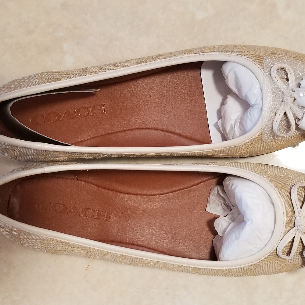 Coach Signature Benni Ballet Flats White/Beige